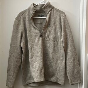Eddie Bauer Taupe Quarter-Zip Fleece med